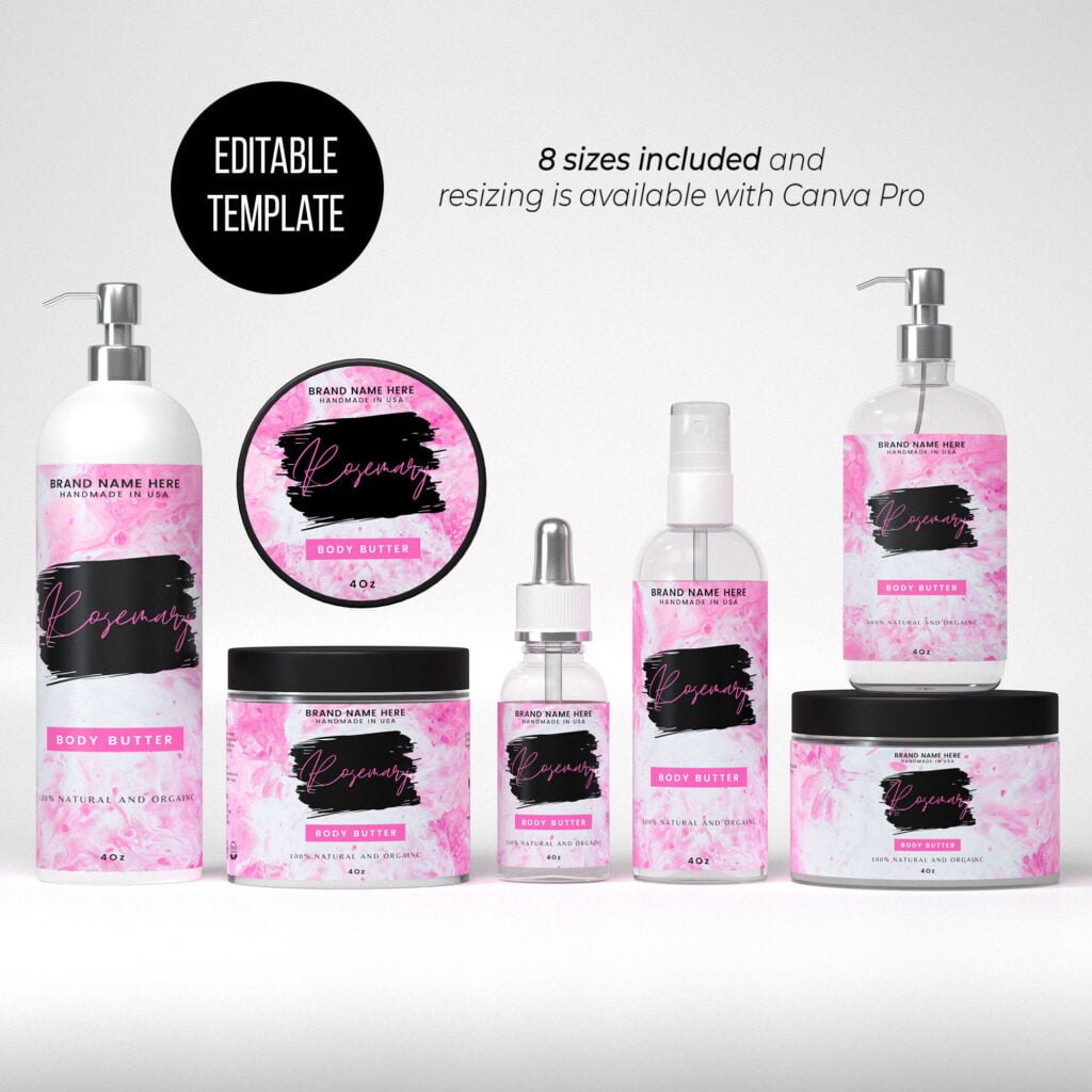 DIY Minimal Editable Skincare Label Template Pack - Shampoo Label, Body ...