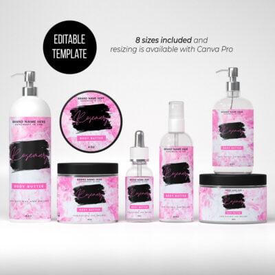 Pink and Black Skincare Product Label