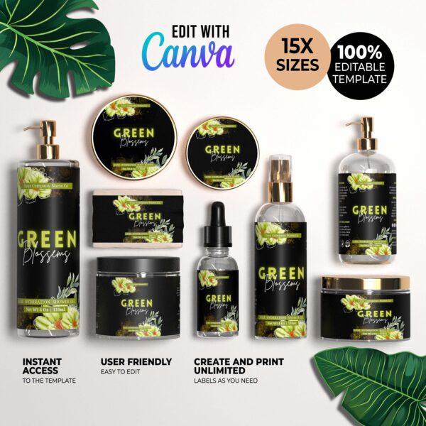 Green Blossoms Product Label Template