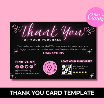 Thank You Card Template - Packaging Insert